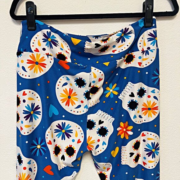 LuLaRoe Sugar Skull Halloween Leggings High-Rise Day of the Dead Stretchy Pants - Picture 9 of 12